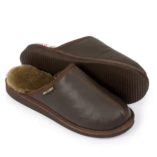 Ire Shoes Kapcie Męskie Owcza Wełna Skórzane r.43 - Kapcie męskie - miniaturka - grafika 1