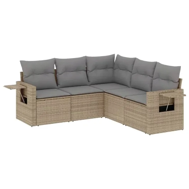 Zestaw mebli ogrodowych modułowych beżowy z poduszkami 62 x 62 x 69 cm