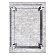 Dywany - Dywan TULS nowoczesny, strukturalny, frędzle 51242 Ramka kość słoniowa / niebieski szary 280x370 cm - miniaturka - grafika 1