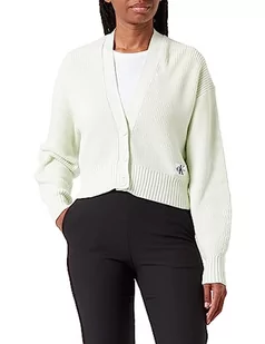 Calvin Klein Jeans Damski kardigan z metką, gruby sweter, Zielony kanarek, S - Swetry damskie - miniaturka - grafika 1