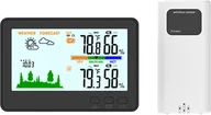 Stacje pogodowe - Termometr-higrometr do wnętrz i na zewnątrz, 433 MHz, bezprzewodowa stacja pogodowa, monitor temperatury i wilgotności z podświetleniem LCD i zdalnym nadajnikiem 100 m, wskaźnik ciśnienia powietrza, ostrzeżenie o niskim poziomie baterii - miniaturka - grafika 1