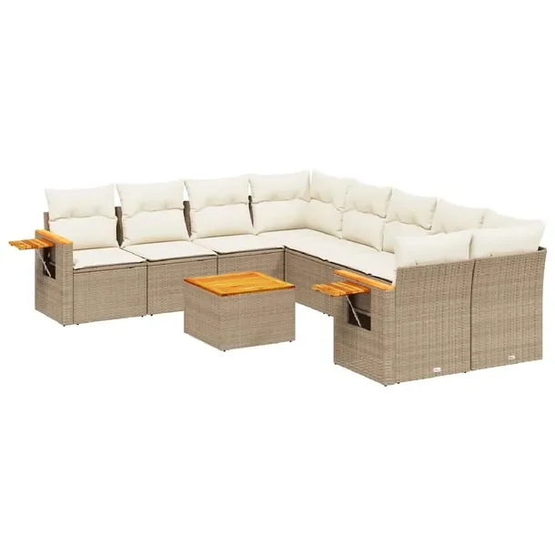 Zestaw wypoczynkowy z rattanu PE beżowy, wymiary: 62x62x69 cm, 55x62x69 cm