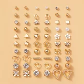 Inne - Zestaw 30 par miłosnych serc imitacja perły wzór motyla damski prezent prosty wykwintny zestaw kolczyków sztyftów inkrustowany kryształem górskim - miniaturka - grafika 1