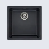 Zlewozmywaki - REGINOX R34637 Amsterdam 40 Pure Black zlewozmywak granitowy Korek manualny | Pure Black - miniaturka - grafika 1