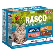 Mokra karma dla kotów - RASCO Premium losos, dorsz, kaczka, indyk fileciki w sosie 12x85g saszetka dla sterylizowanego kota (1703-13398) - miniaturka - grafika 1