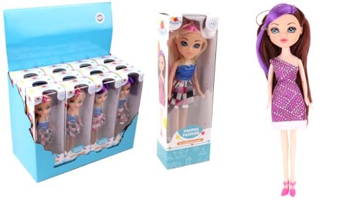 FLYPOP'S - Lalka - Zabawka dla Dzieci - 077251 - Losowy Kolor - Plastik - Manekin - Lalka - Kolorowe Włosy - 24 cm x 5,5 cm - Od 3 lat