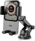 Uchwyty samochodowe do telefonów - Uchwyt samochodowy Dudao F19 zaciskowy z ładowarką indukcyjną 15W - czarny - miniaturka - grafika 1