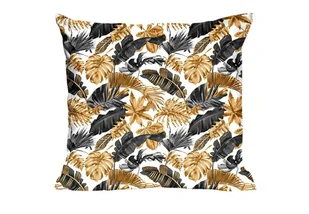 Poszewka 40x40 1495N biała złote szare liście palmy Classic E24 - Pościel Poszewka 40x40 1495N biała złote szare liście palmy Classic E24 - Pościel - miniaturka - grafika 1
