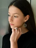 Kolczyki - Kolczyki srebrne oksydowane- Oval duży bigle II - miniaturka - grafika 1