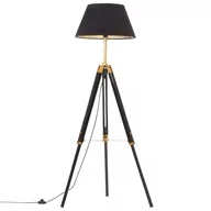 Lampy stojące - VidaXL Lampa podłogowa na trójnogu, czarno-złota, drewno, 141 cm 288076 - miniaturka - grafika 1