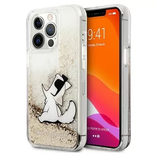 Karl Lagerfeld Liquid Glitter Choupette Fun - Etui iPhone 13 Pro (złoty) KLHCP13LGCFD - Etui i futerały do telefonów - miniaturka - grafika 1