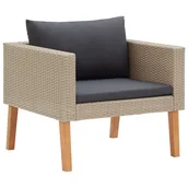 Sofy ogrodowe - vidaXL Pojedyncza sofa ogrodowa z poduszkami, rattan PE, beż - miniaturka - grafika 1