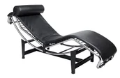 Leżaki ogrodowe - King Home Leżanka DIVANO czarna - skóra naturalna, chrom H12 - miniaturka - grafika 1