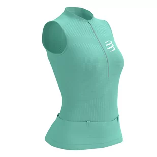 COMPRESSPORT Koszulka kompresyjna do biegania damska TRAIL POSTURAL TANK TOP shell blue - Koszulki sportowe męskie - miniaturka - grafika 2