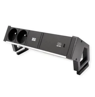 BACHMANN DESK2 ALU BLACK 2xUTE 1xUSBC 60W 0.2m GST18 - Gniazdka elektryczne - miniaturka - grafika 1