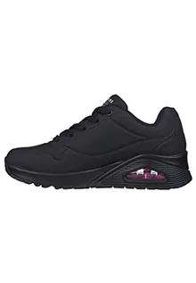 Trampki damskie - Skechers Damskie trampki UNO, czarne z różowym nadrukiem, Duraleather/czarne M, 6 UK, Czarny z różowym nadrukiem Duraleather czarny M, 39 EU - grafika 1