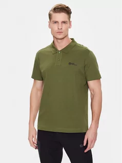 Koszulki sportowe męskie - Jack Wolfskin Polo Essential 1809301 Zielony Regular Fit - grafika 1