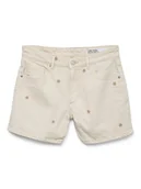 Spodenki damskie - Vero Moda Szorty dżinsowe w kolorze beżowym - miniaturka - grafika 1