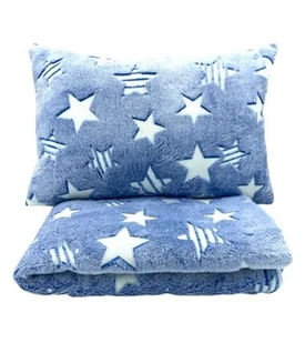 155 x 200 Komplet Kocyk Poduszka Gwiazdy niebieskie świecące w ciemności - Koce i narzuty dla dzieci - miniaturka - grafika 1