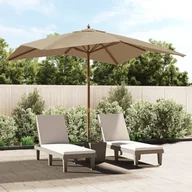 Parasole ogrodowe - vidaXL Parasol ogrodowy na drewnianym słupku, taupe, 300x300x273 cm - miniaturka - grafika 1