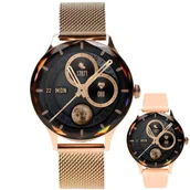 Smartwatch - Garett Viva złoty stalowy + różowy pasek - miniaturka - grafika 1
