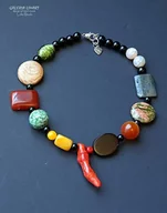 Naszyjniki - Ekskluzywny naszyjnik z mixu minerałów modny elegancki handmade PREZENT lux - miniaturka - grafika 1