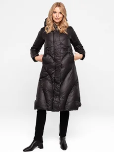 DŁUGI PUCHOWY PŁASZCZ DAMSKI Z UKOŚNYM PIKOWANIEM - Płaszcze damskie DŁUGI PUCHOWY PŁASZCZ DAMSKI Z UKOŚNYM PIKOWANIEM - Płaszcze damskie - miniaturka - grafika 1