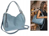 Torebki damskie - Torebka Damska Worek shopper włoska marka CHARRO pojemna CH3368 Niebieska - miniaturka - grafika 1