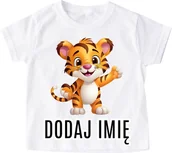 Koszulki dla dziewczynek - dziecięca koszulka z tygryskiem - oraz imieniem dziecka - wzór tygrys11 - miniaturka - grafika 1
