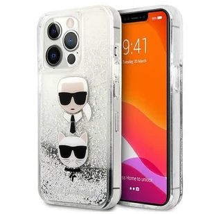 Karl Lagerfeld KLHCP13XKICGLS iPhone 13 Pro Max 6,7" srebrny/silver hardcase Liquid Glitter Karl&Choupette Head KF000869-0 - Etui i futerały do telefonów - miniaturka - grafika 1