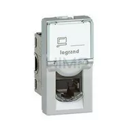 Gniazdka elektryczne - Legrand 079471 MOSAIC 1 moduł RJ45 kat. 6A UTP Alu - miniaturka - grafika 1