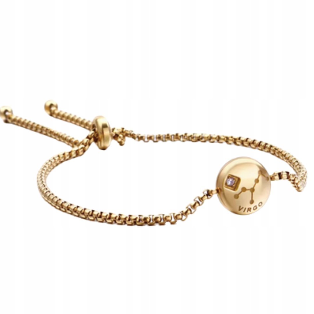 Bransoletka Zodiakalna Panna - złoty kolor, regulowana