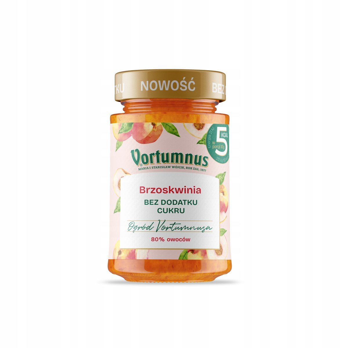DŻEM BRZOSKWINIA BEZ CUKRU 80% OWOCÓW VORTUMNUS 300G