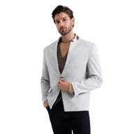 Marynarki męskie - Męska melanżowa marynarka ze stójką szary melanż V4 OM-BLZB-0131 XXL - miniaturka - grafika 1