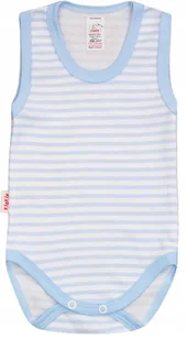 BODY ramiączko RAMKA bez rękawa PASKI BŁĘKIT r 98 KLEKLE - Body dla niemowląt - miniaturka - grafika 1