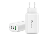 Ładowarki do telefonów - Potrójna ładowarka Techmade 65W GaN USB-C USB-A White - miniaturka - grafika 1