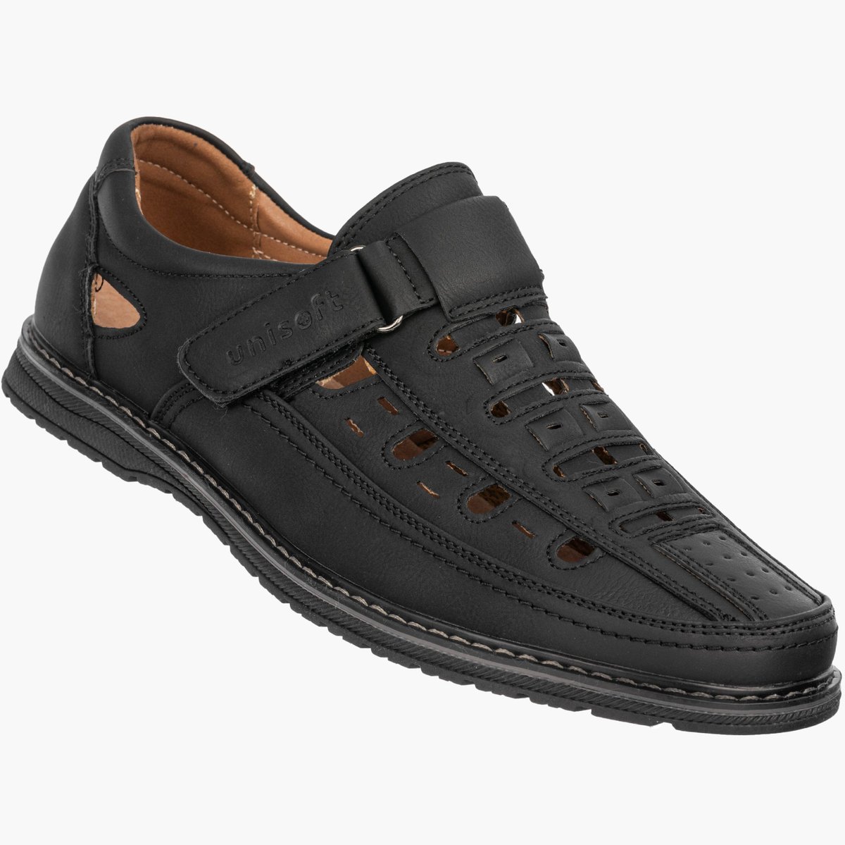 Mokasyny Męskie Eleganckie Buty Półbuty Unisoft Czarne 24MN16-8210 42