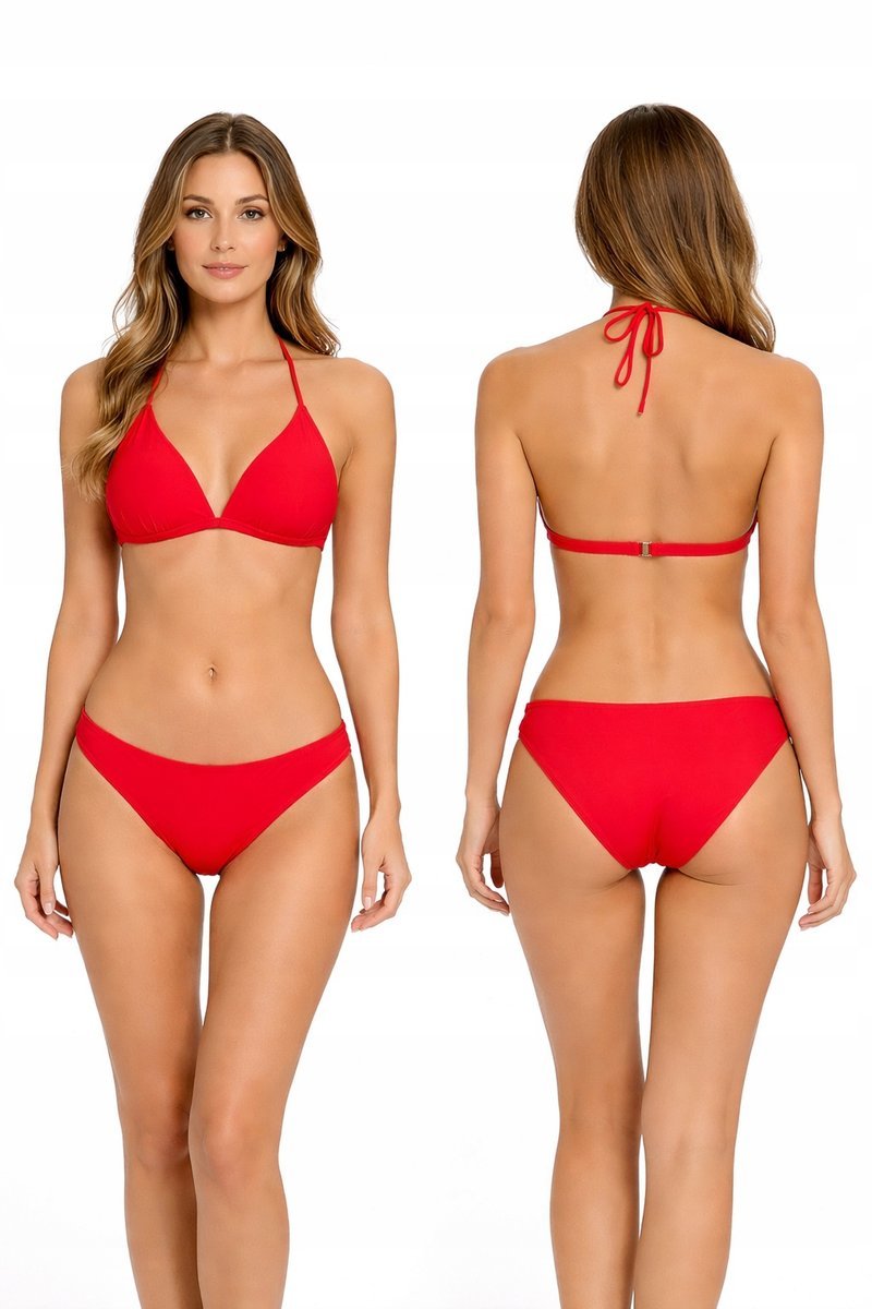 SEKSOWNE BIKINI DAMSKIE CZERWONE STRÓJ KĄPIELOWY PUSH UP WIĄZANE HIT LATA
