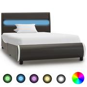 Łóżka - vidaXL Rama łóżka z LED, antracytowa, sztuczna skóra, 90 x 200 cm - miniaturka - grafika 1