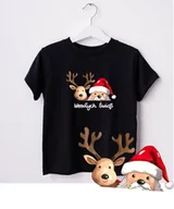Koszulki dla dziewczynek - Koszulka dla dziecka na święta - wesołych świąt Mikołaj z reniferkiem - miniaturka - grafika 1