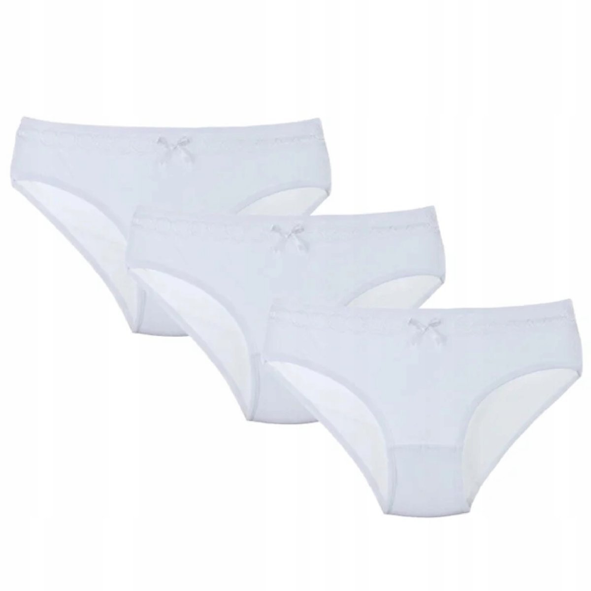 Majtki Dziecięce Figi Dziewczęce Bawełna Białe Gładkie 3-pak 116/122 MORAJ