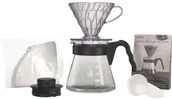 Zaparzacze i kawiarki - Zestaw Hario V60 Craft Coffee Maker Dripper plastikowy V60-02 + Serwer 600 ml + Filtry papierowe 40 szt + Miarka - miniaturka - grafika 1