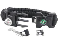 Bransoletki - JB Tacticals Bransoletka Survivalowa Paracord SOS Czarna - miniaturka - grafika 1