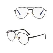 Okulary korekcyjne, oprawki, szkła - Czarne pilotki gotowe okulary zerówki do komputera z antyrefleksem 25122B - miniaturka - grafika 1