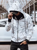 Bluzy męskie - Bluza męska rozpinana z nadrukiem biała Dstreet BX5743 - miniaturka - grafika 1