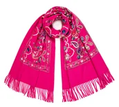 Apaszki i szaliki damskie - Szalik Damski Młodzieżowy Zimowy Miękki Ciepły Duży Orientalny Haft Kwiaty - miniaturka - grafika 1