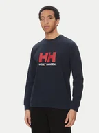 Bluzy męskie - Helly Hansen Bluza Logo Crew 30395 Granatowy Regular Fit - miniaturka - grafika 1