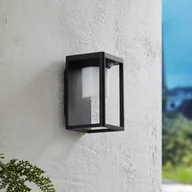 Lampy ogrodowe - Lucande LED kinkiet solarny Tilena, czarny, aluminium, czujnik - miniaturka - grafika 1