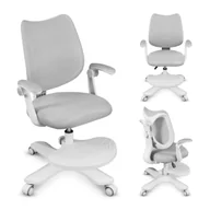 Krzesła obrotowe dla dzieci - Fotel obrotowy ergonomiczny dla dzieci Junior 4.6, z regulacją wysokości oraz podnóżka, obracany o 360 stopni, szary - miniaturka - grafika 1
