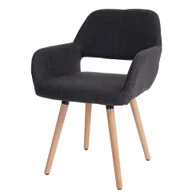 Krzesła - Krzesło do jadalni HWC-A50 II, krzesło kuchenne, design retro 50s ~ tkanina, ciemnoszary, jasne nogi - miniaturka - grafika 1